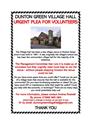 Village Hall Volunteers Needed